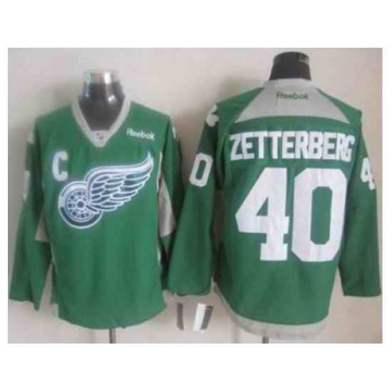 Detroit Red Wings #40 Henrik Zetterberg Green Practice Stitched NHL Jersey